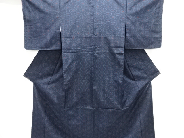 未使用品　麻の葉織出し手織り紬着物